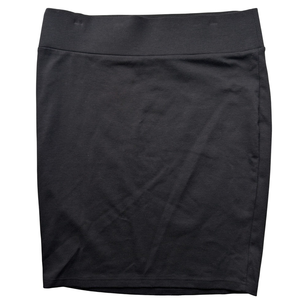 Mandee Black Mini Skirt Womens Medium Bodycon Elastic Waist Stretch Knit Solid